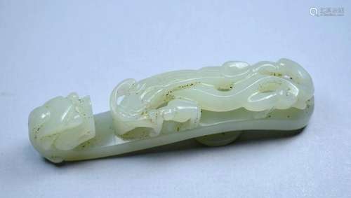 CHINESE ANTIQUE CARVED JADE BELT BUCKLE