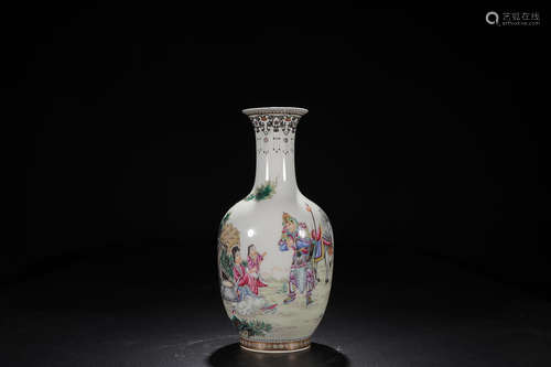 JURENTANG' MARK FAMILLE ROSE CHARACTER STORY VASE