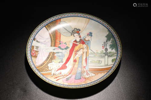 FAMILLE ROSE PAINTING PLATE
