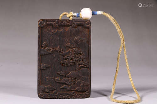 CHENXIANG WOOD LANDASCAPE&POETRY PENDANT