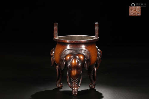 BRONZE ELEPHANT-POD CENSER