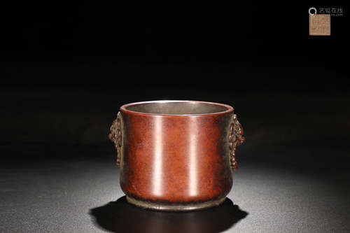 BRONZE LION EAR-CENSER