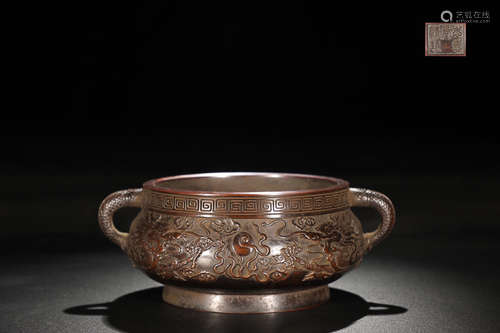 BRONZE DOUBLE DRAGON PATTERN EAR-CENSER