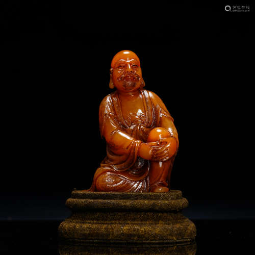 A Chinese Carved Tianhuang Figure of Luohan