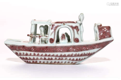 A Chinese Iron-Red Porcelain Boat