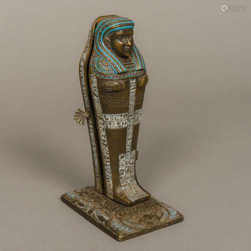 After FRANZ XAVIER BERGMAN Model of an Egyptian Sarcophagus Cold painted bronze,