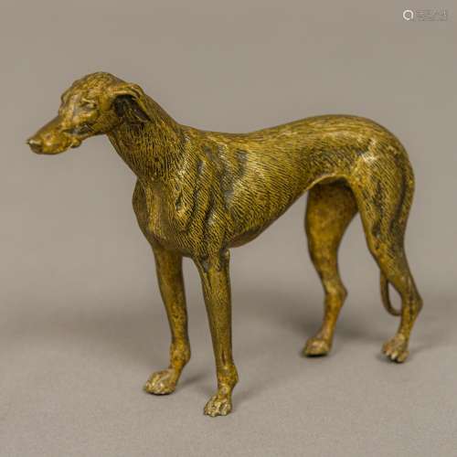 A 19th century bronze animalier sculpture formed as a greyhound Naturalistically modelled standing.
