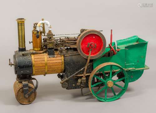 A Scratch Built scale model live steam traction engine 99 cm long.