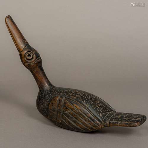 An antique North West Pacific Coast Haida Indian carved wood figure of d duck Typically stylised