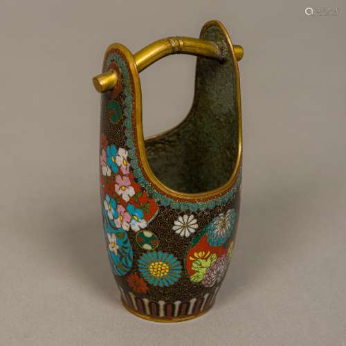 A late 19th century Chinese cloisonne miniature well bucket Of typical form,