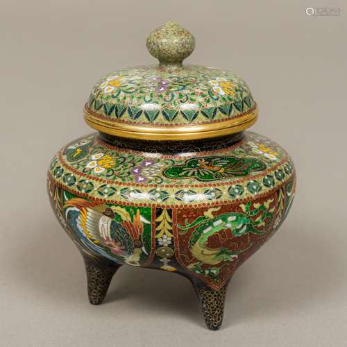 A Japanese Meiji period cloisonne koro,