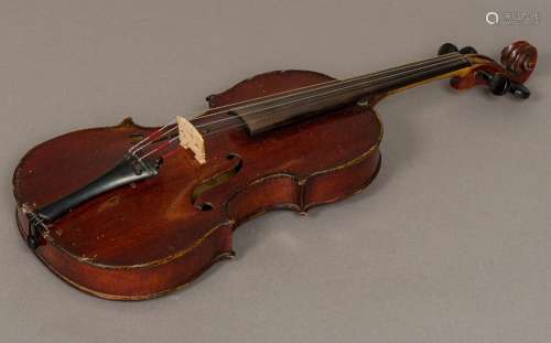 A late 19th century/early 20th century French 3/4 size violin A label to the interior 