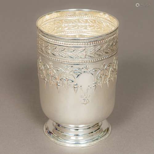 A Victorian silver oversized pedestal beaker, hallmarked London 1876,