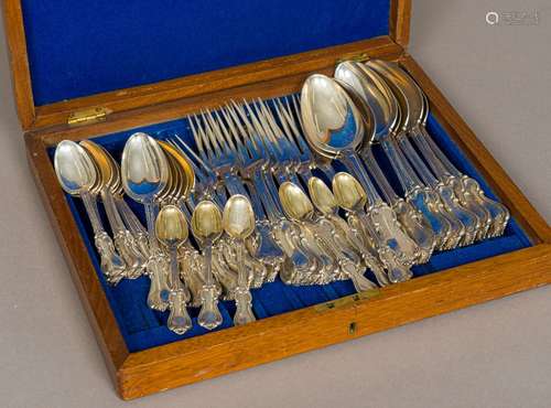 A Victorian silver part canteen of cutlery, hallmarked London, 1842,