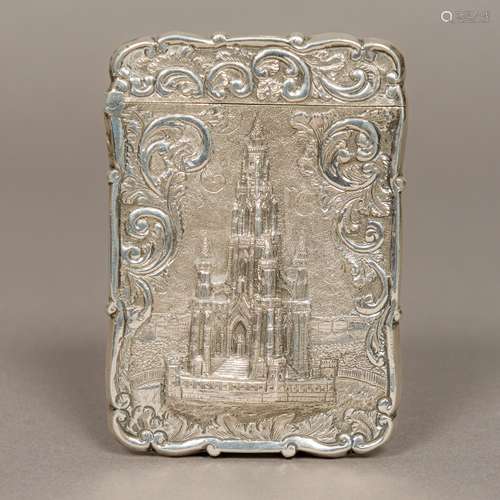 A Victorian silver calling card case, hallmarked Birmingham 1852,