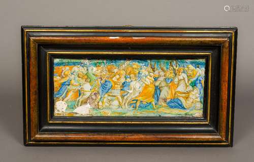 An Italian faience majolica pottery panel,