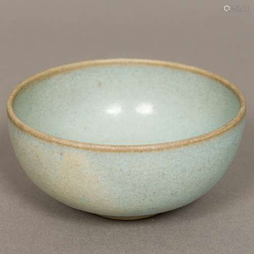 A Chinese Song Dynasty Ru porcelain bowl With all over turquoise glaze. 11.5 cm diameter.