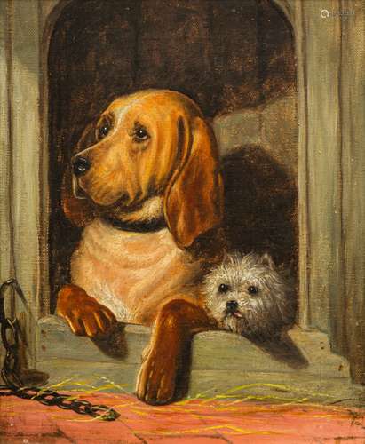 After SIR EDWIN LANDSEER (1802-1873) British Dignity and Impudence Oil on canvas, framed.