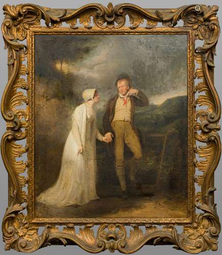 Attributed to FRANCIS WHEATLEY (1741-1801) British Rural Couple in Landscape Oil on canvas,