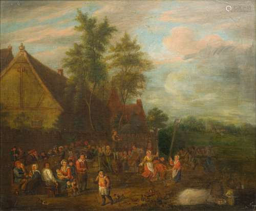 Circle of DAVID TENIERS The Younger (1610-1690) Flemish Villagers Making Merry Oil on canvas laid