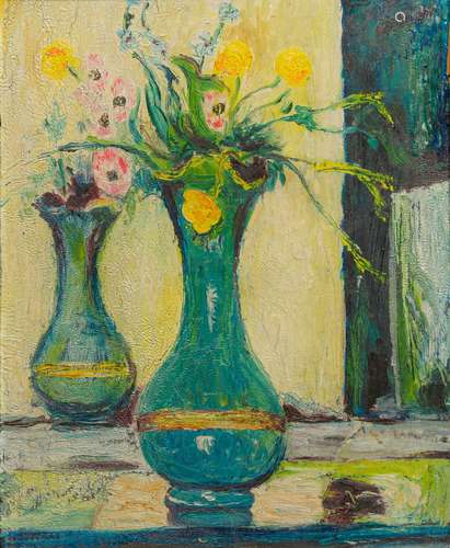 CONTINENTAL SCHOOL (19th/20th century) Reflected Still Life Oil on board, framed. 34 x 41.5 cm.