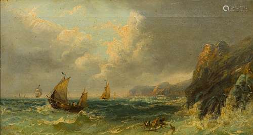 ENGLISH SCHOOL (19th century) Shipping off the Coast in Choppy Waters Oil on canvas,