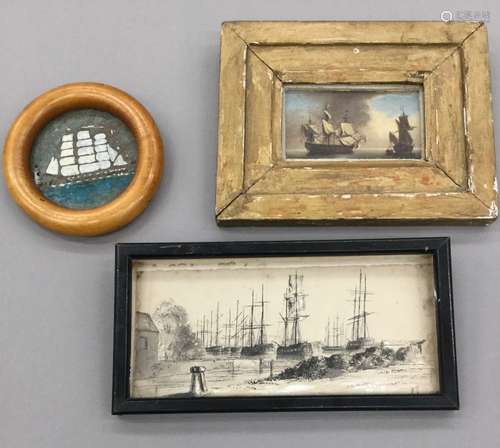 ENGLISH SCHOOL (early 19th century) Shipping in Calm Waters Oil on card,