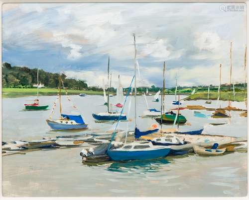 HENRIETTA CHARTERIS (20th/21st century) British (AR) The Boats Oil on board, framed. 48.5 x 38.