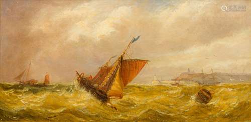 JAMES EDWIN MEADOWS (1828-1888) British Scamps in a Stormy Sea off Whitby Bay Oil on canvas, signed,