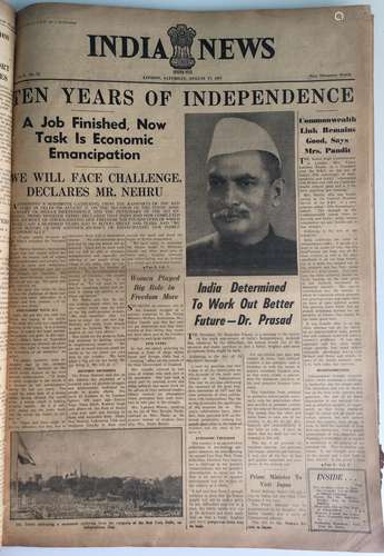 Original India News Newspaper on 10 years of independence