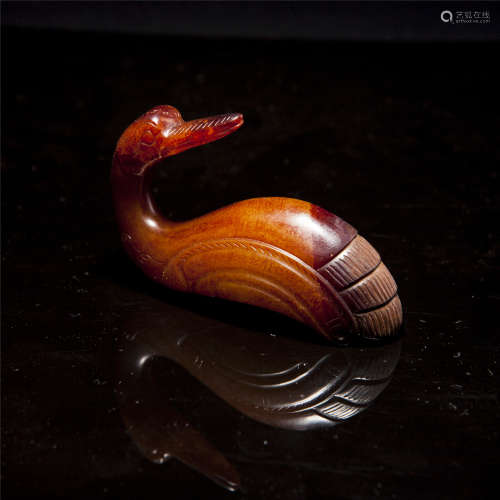 A Chinese Carved Jade Goose