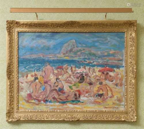 Tadashi Kaminagai (1899-1982), Copacabana, huile sur toile, signée, 73,5x54,5 cm  -