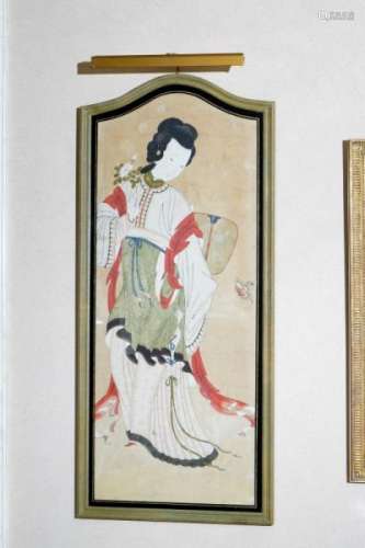 Danseuse et Musicien, 2 peintures sur tissu, Chine, dynastie Qing, 141x56,5 cm [...]