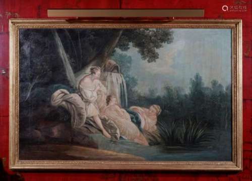 François Boucher (1703-1770), copie d'après, Naïades dans un paysage, huile sur [...]