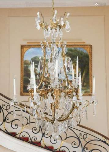 Important lustre cage, de style Régence, fin XIXe s., en bronze ciselé et doré et [...]