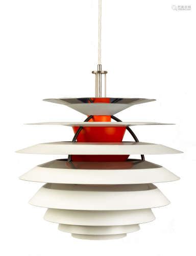 Poul Henningsen, PH Snowball Lamp. Manufactured by Louis Poulsen Denmark, 1958-1962. Enameled