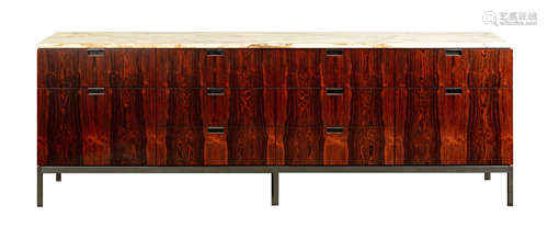 Florence Knoll (American, 1917-2019) Brazalian Rosewood & Carrara Marble Credenza. Knoll Associates.