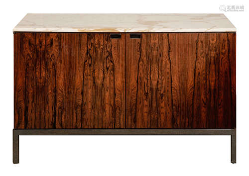 Florence Knoll (American, 1917-2019) Brazalian Rosewood & Carrara Marble Credenza. Knoll Associates.