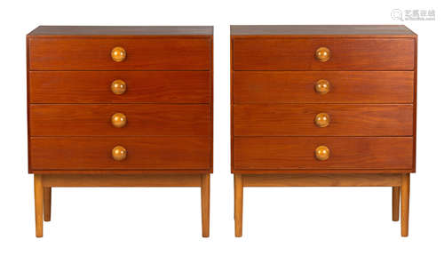 Pair of Borge Mogensen (Danish, 1914-1972) Cabinets. Teak and oak. Ht. 33 1/2