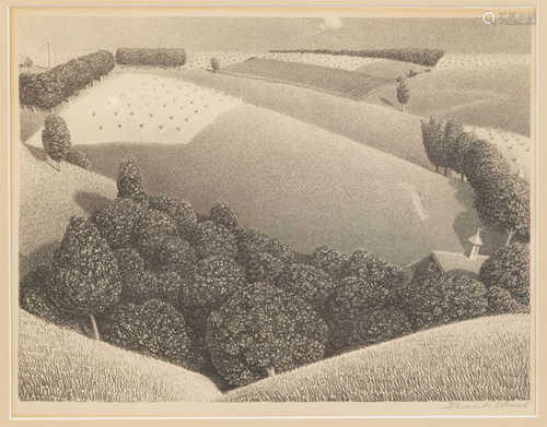 Grant Wood (American, 1892-1942) July 15th. Lithograph. Pencil signed 'Grant Wood' (lower right).