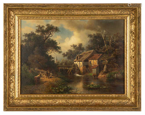 John Robinson Tait (1834-1909) Mill Scene. Oil on mahogany panel. signed 'J.R. Tait and dated '