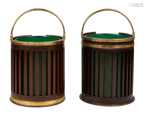 Two George III Brass Bound Mahogany Buckets. Circa 1790. Max Ht. 20