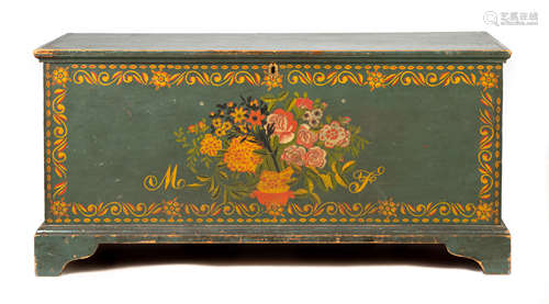 New York State Paint Decorated Blanket Chest. Early 19th century. Original paint. Ht. 21