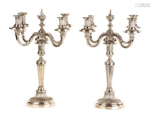 Pair 19th Century Silver-plate Candelabras. Ht. 17