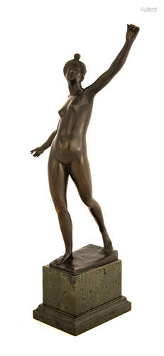 Bronze Greek Figure on Marble Base. Ht. 16 1/2