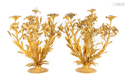 French Gilt Bronze Candelabras. 19th century. Ht. 22