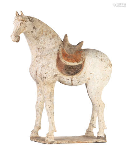 Large Grey Pottery Horse, Tang Dynasty (618-907). Ht. 24 3/4