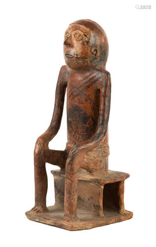 Seated Peruvian, Pre-Columbian Figure. Ht. 18 1/2