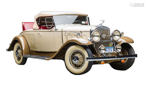 1931 Cadillac 335 Fleetwood. Tan/Cream Rumble Seat Roadster with Red Leather Interior. V-8 Motor,