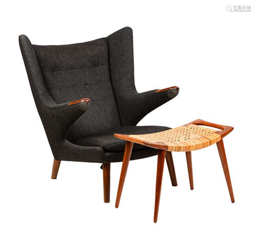 Hans J. Wegner (Danish, 1914-2007) Papa Bear Chair and Ottoman. A.P. Stolen Denmark, 1950